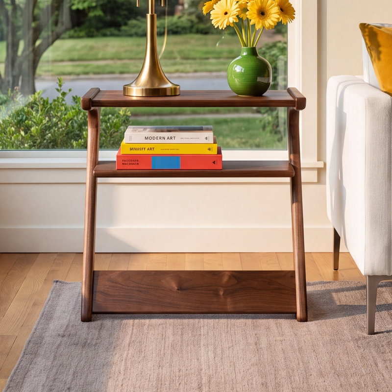 Silhouette Solid Wood End Table, Natural Walnut