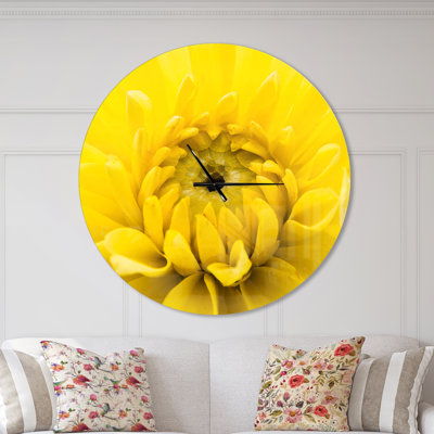Horloge murale jaune fleur de chrysanthème jaune