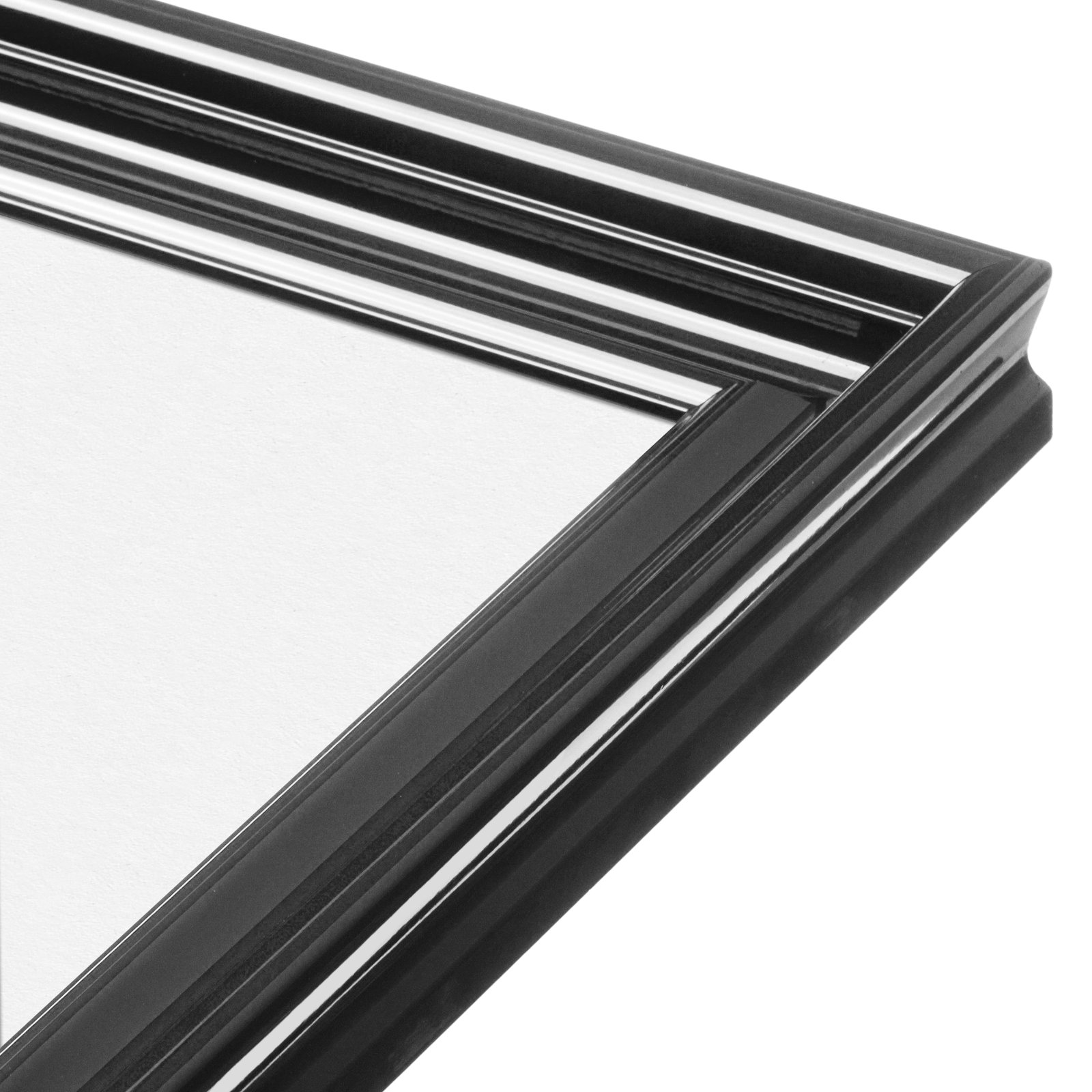 Lilli Wood Beveled Picture Frame with Mat, 12" x 18", 18" x 24", Black