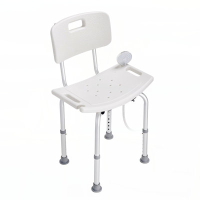 Chaise de douche, siège de douche avec dossier, tabouret de douche à hauteur réglable, chaise de douche pour baignoire à l'intérieur, banc de salle de bain antidérapant pour personne à mobilité réduite, capacité de 350 lb