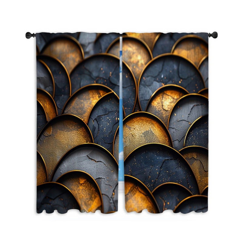 Fish Scale Texture Room Darkening Curtain Pair, 40" W x 54" L