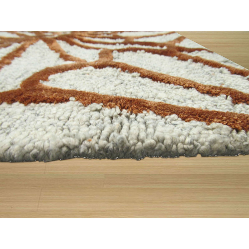 Tapis ivoire en laine et viscose Nadia Trellis, Rectangle 7 pi 9 po x 9 pi 9 po