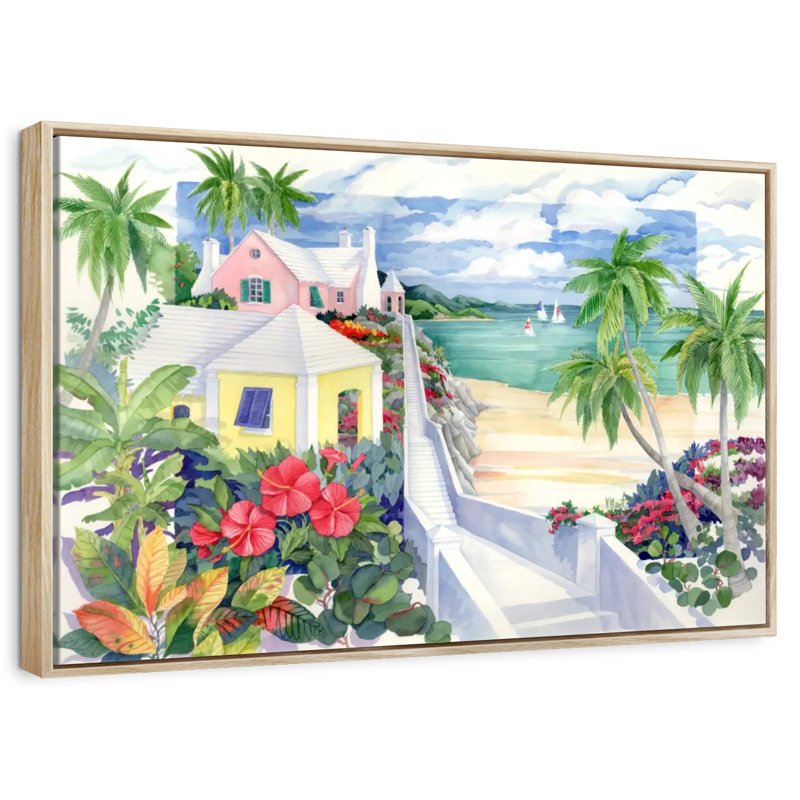 Island Cliff, Cadre flottant en bois naturel, 31 po x 21 po