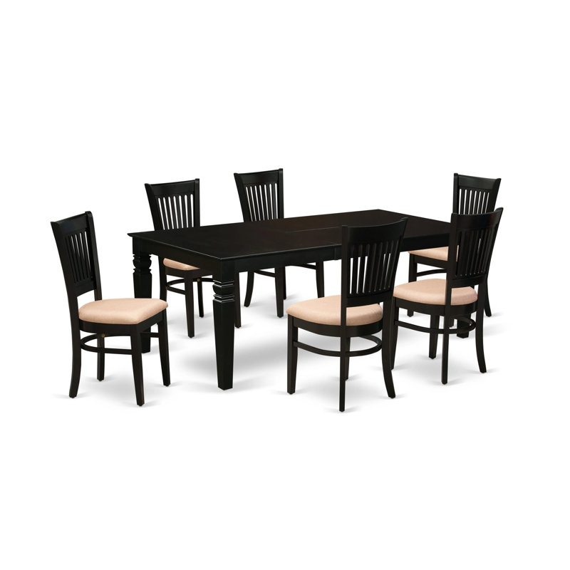 Ensemble de table de salle à manger 7 pièces 7 pièces Modernes, 7 pièces: 1 table, 6 chaises, Noir