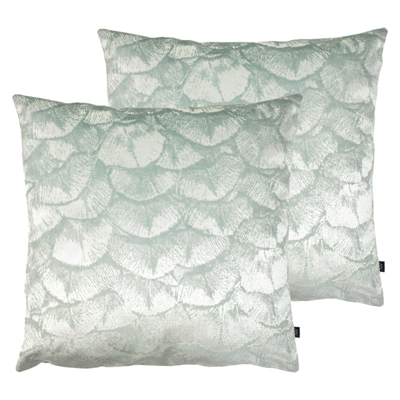 Jaden Geometric Square Cushion, Green, Feathers