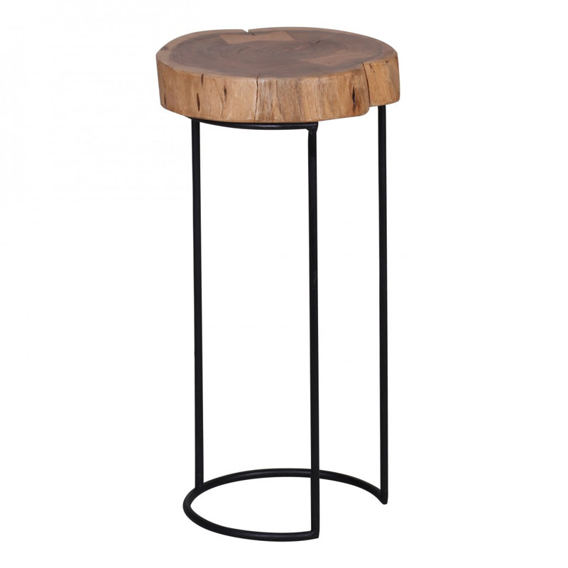 Walla Solid Wood Sled End Table, Acacia