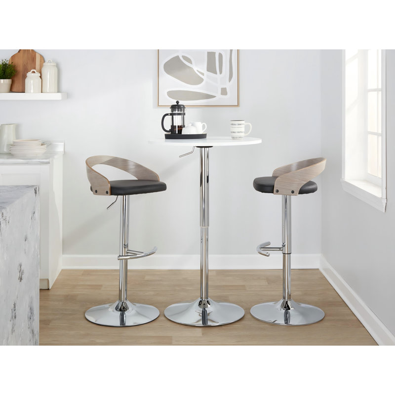 Tabouret de bar réglable, Light Grey/Black, Silver