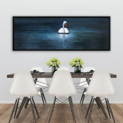 Beautiful Swan - Trees Romantic Framed Canvas for Home Decor
