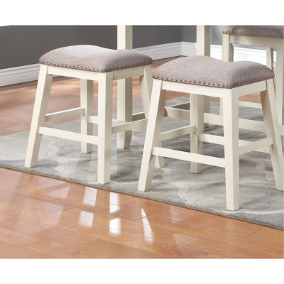 Tabourets hauts contemporains de 2 - siège à coussin crème, pieds en bois massif avec mousse