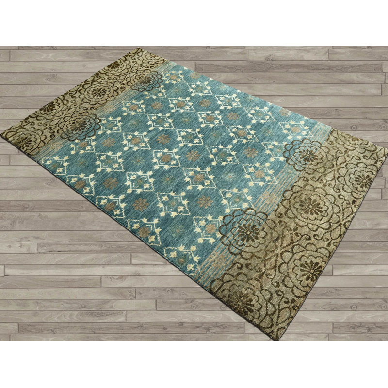 Tapis intérieur / extérieur rectangulaire en laine de conception unique 3 pi 10 po x 5 pi 11 po Hatsuyo