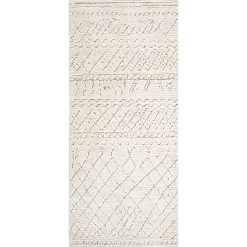 2' X 5' Grey and Beige Abstract Distressed Area Rug