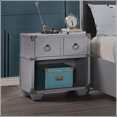 1 Drawer Nightstand With One Open Compartment In Gray Finish