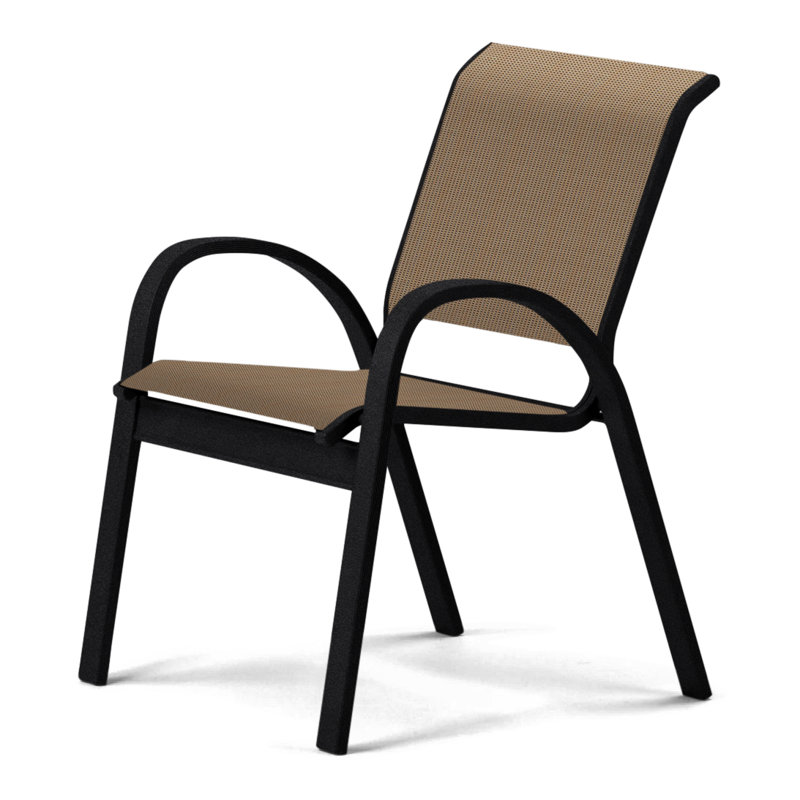 Aruba 1 Outdoor Dining Armchair, Textured Black, Forest Forest Green 22D Sunbrella®
