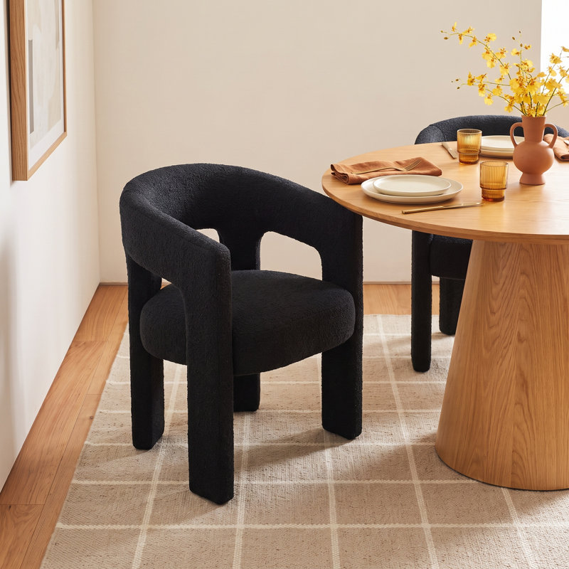 Darlington Boucle Upholstered Dining Arm Chair, Black