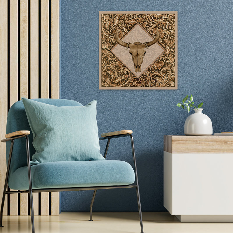 Leather Skull Contemporary Pattern Art, 18" H x 18" W