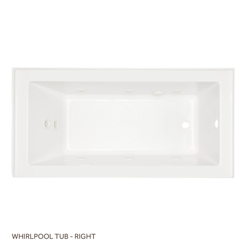 Signature Hardware 60" x 32" Sitka Acrylic Alcove Whirlpool Tub  Left Drain, Right
