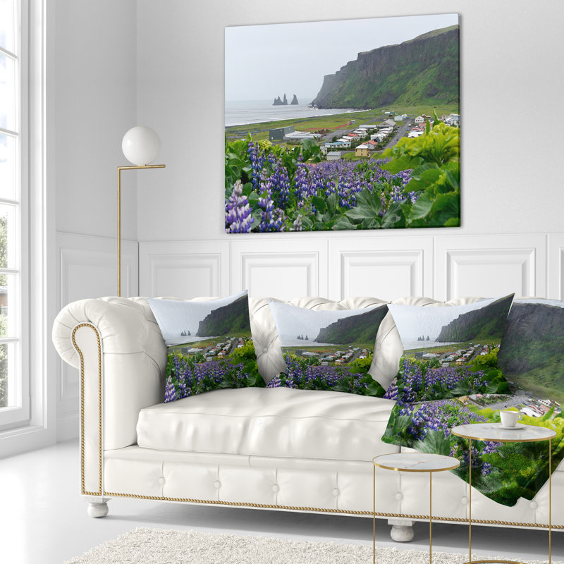 Islandais - Vik - paysage imprimé coussin, 16 po x 1 po, Coussin décoratif