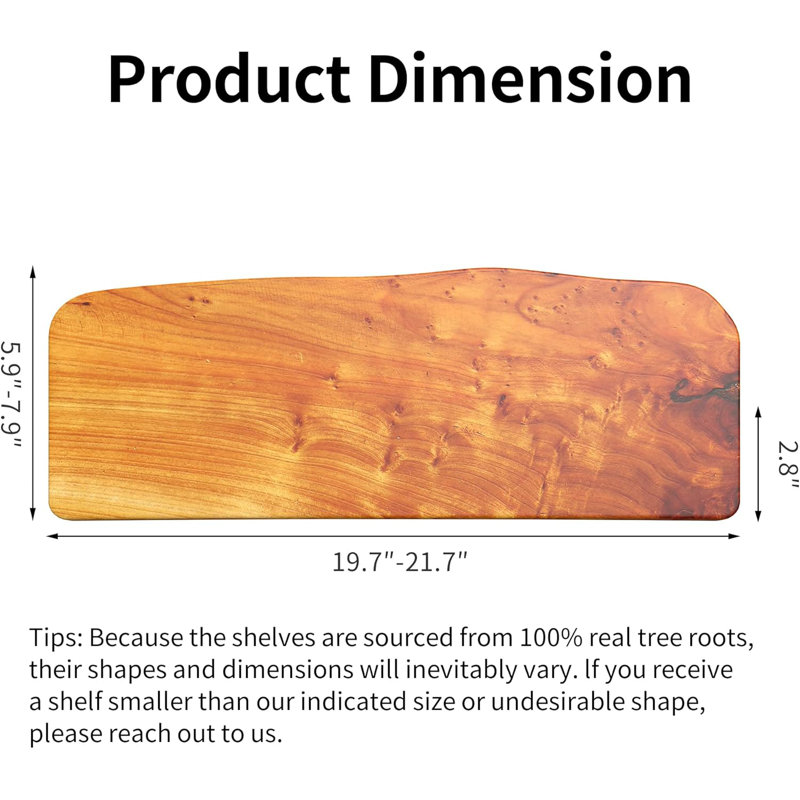Handcrafted Live Edge Floating Shelves Set Of 2 - Natural Fir Wood Wall Mounted Shelves - Sturdy, Waterproof & Scratch-Resistant - Unique Wood Grain & Grooves For Rustic Home Decor