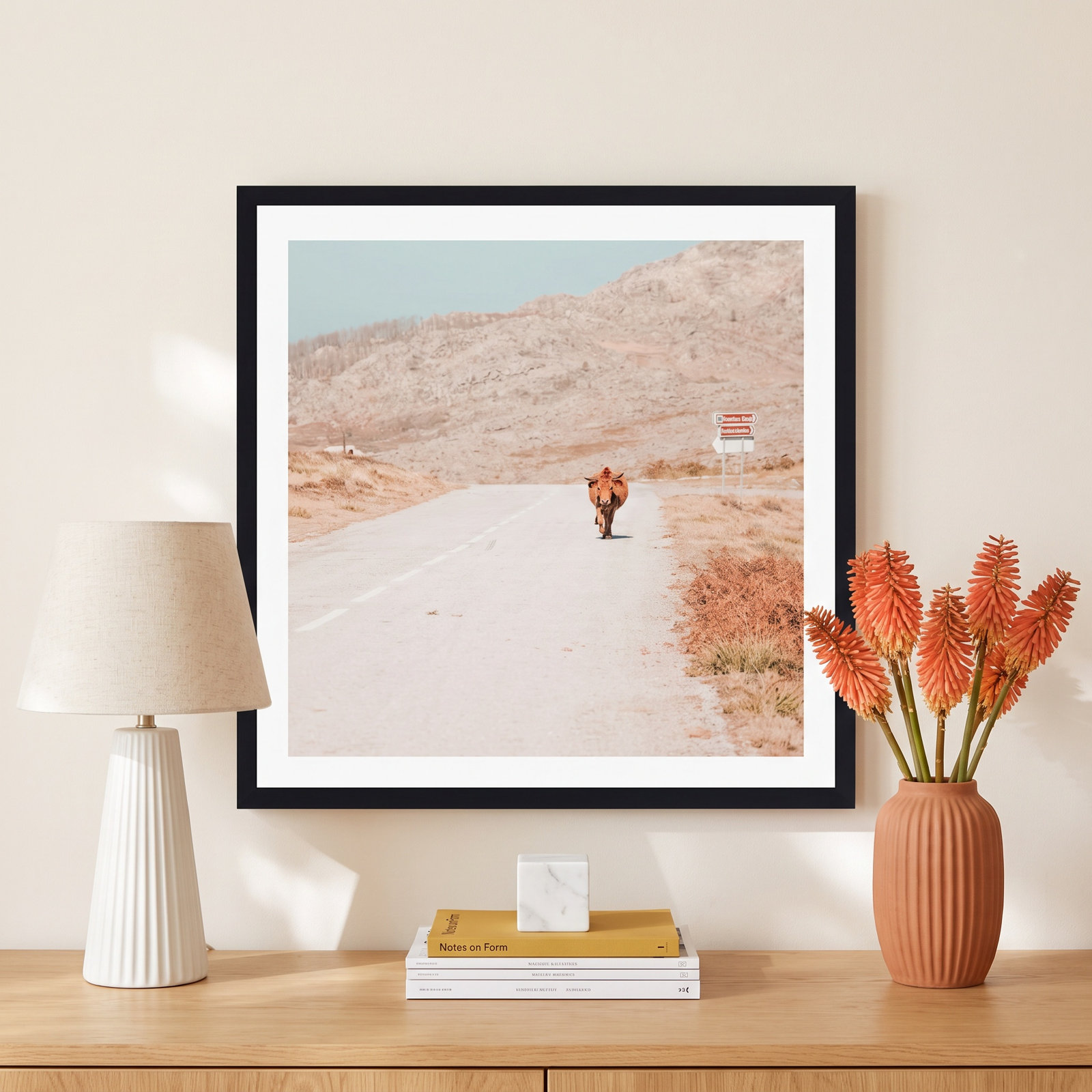 On The Road I by Ingrid Beddoes, 12" H x 12" W x 0.75" D, Black Single Picture Framed, Yes