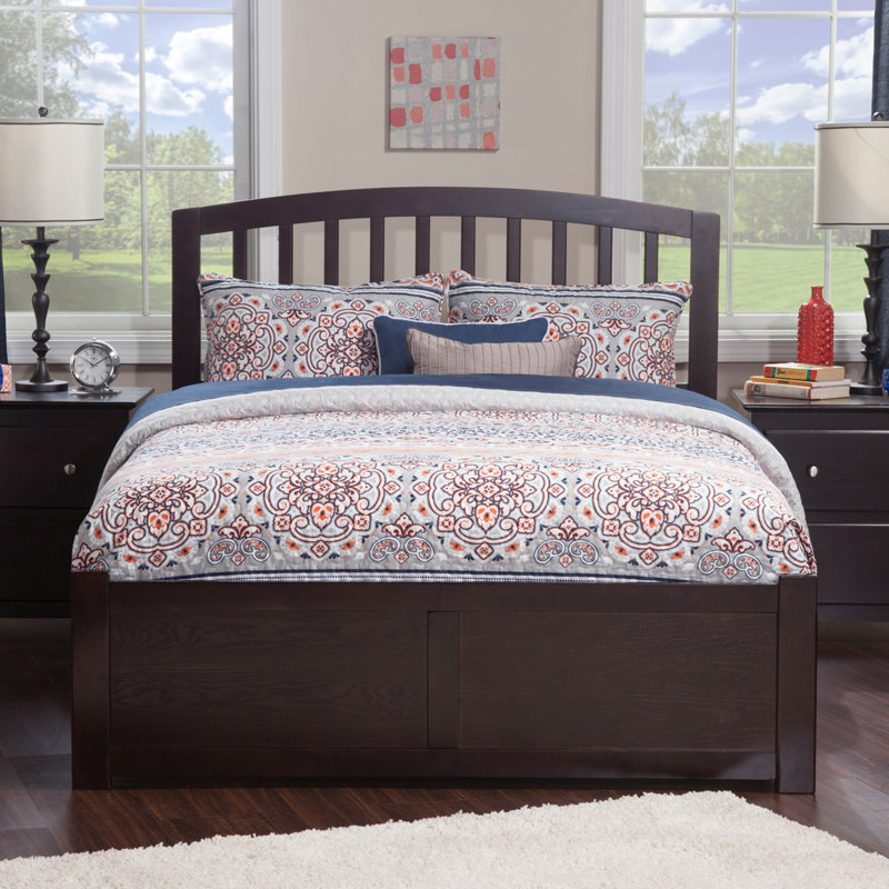 Starkington Solid Wood Platform Bed with Panel Footboard and Trundle, Espresso