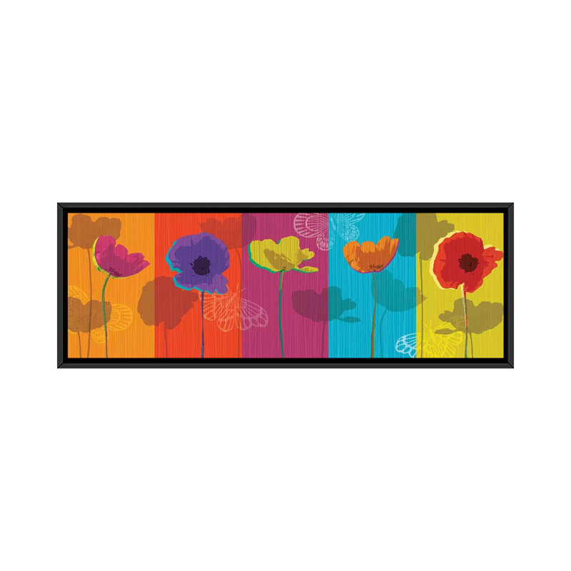 «Poppylici», impression sur toile tendue, H 12 po x l 36 po x P 1,5 po, Cadre noir