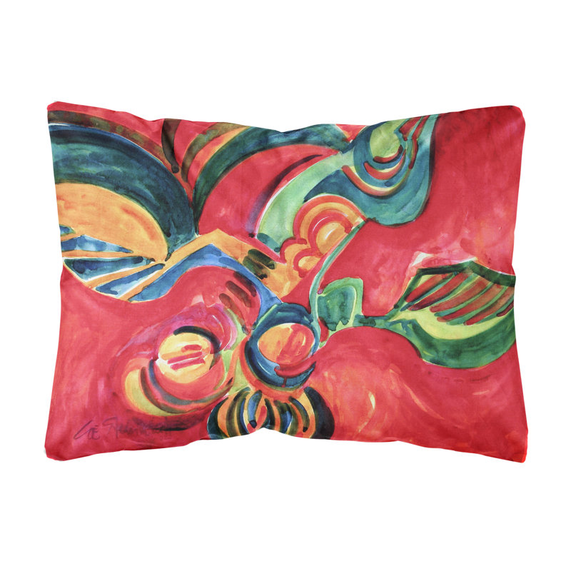 Coussin décoratif intérieur/extérieur à fleurs et baies rouge