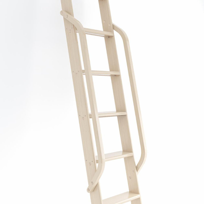Maple Wood Library Ladder Handrail (No Ladder), Satin Nickel