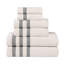 Ensemble de serviettes de bain 6 pièces à bordure géométrique en coton Zero Twist-1900198053