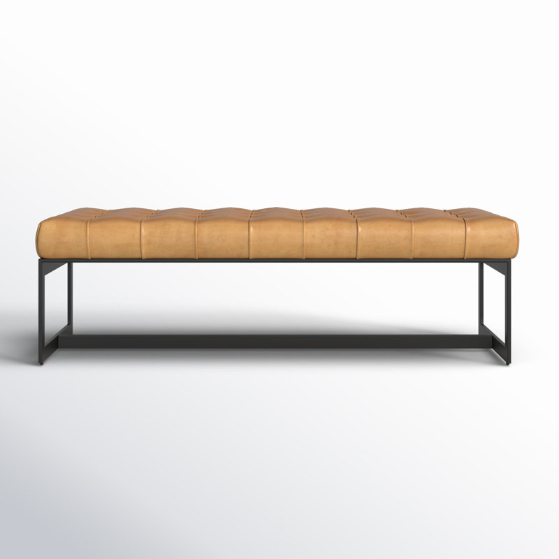Leather Bench, Brown Top Grain Leather