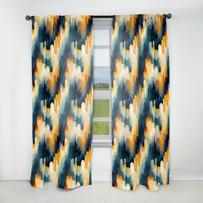 Beige et bleu géométrique Constellation II - rideau en velours moderne - obscurcissant - 1 panneau