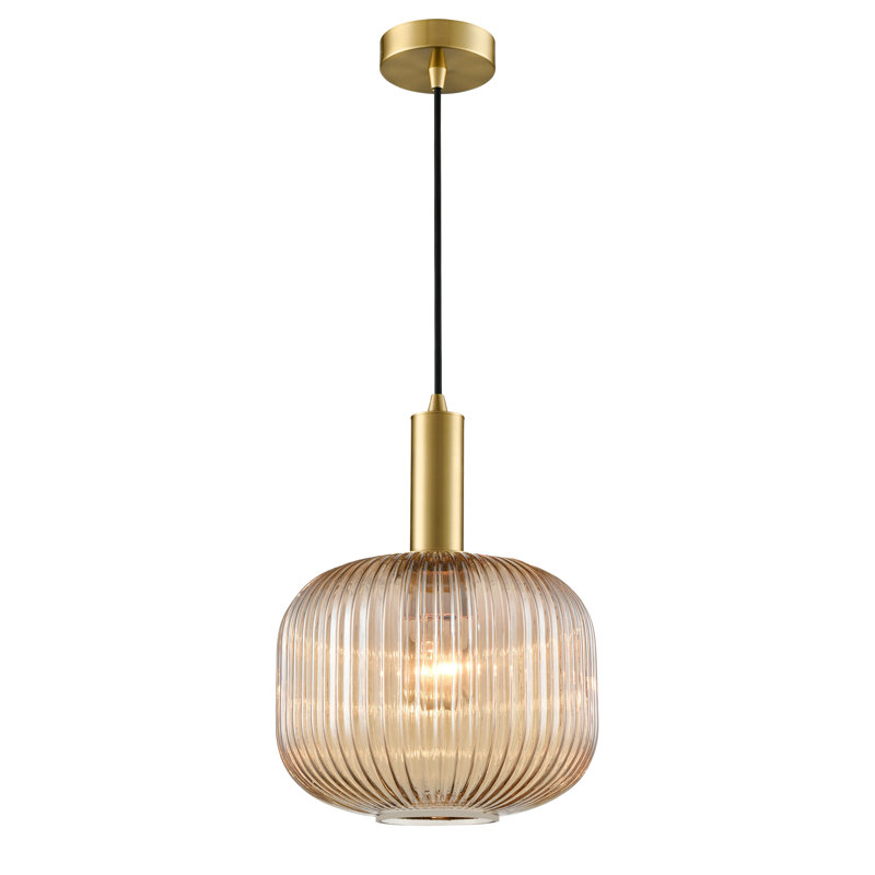 Alizza 1 - Light Single Pendant, 19.6cm H x 10cm W x 10cm D, Brown, Satin Brass