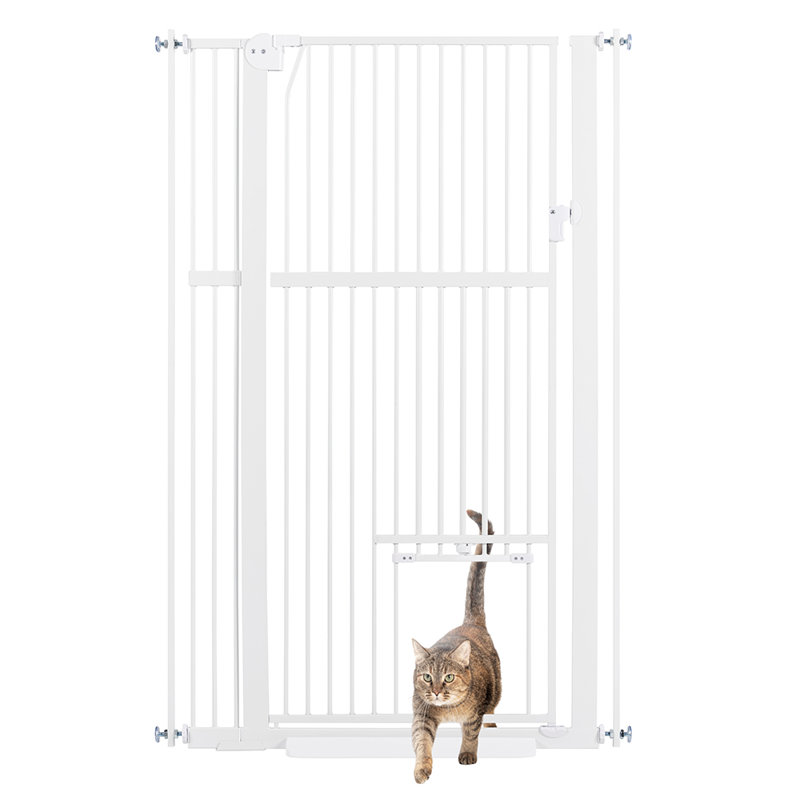 Pressure Mounted Pet Gate With Door, 95cm W, White