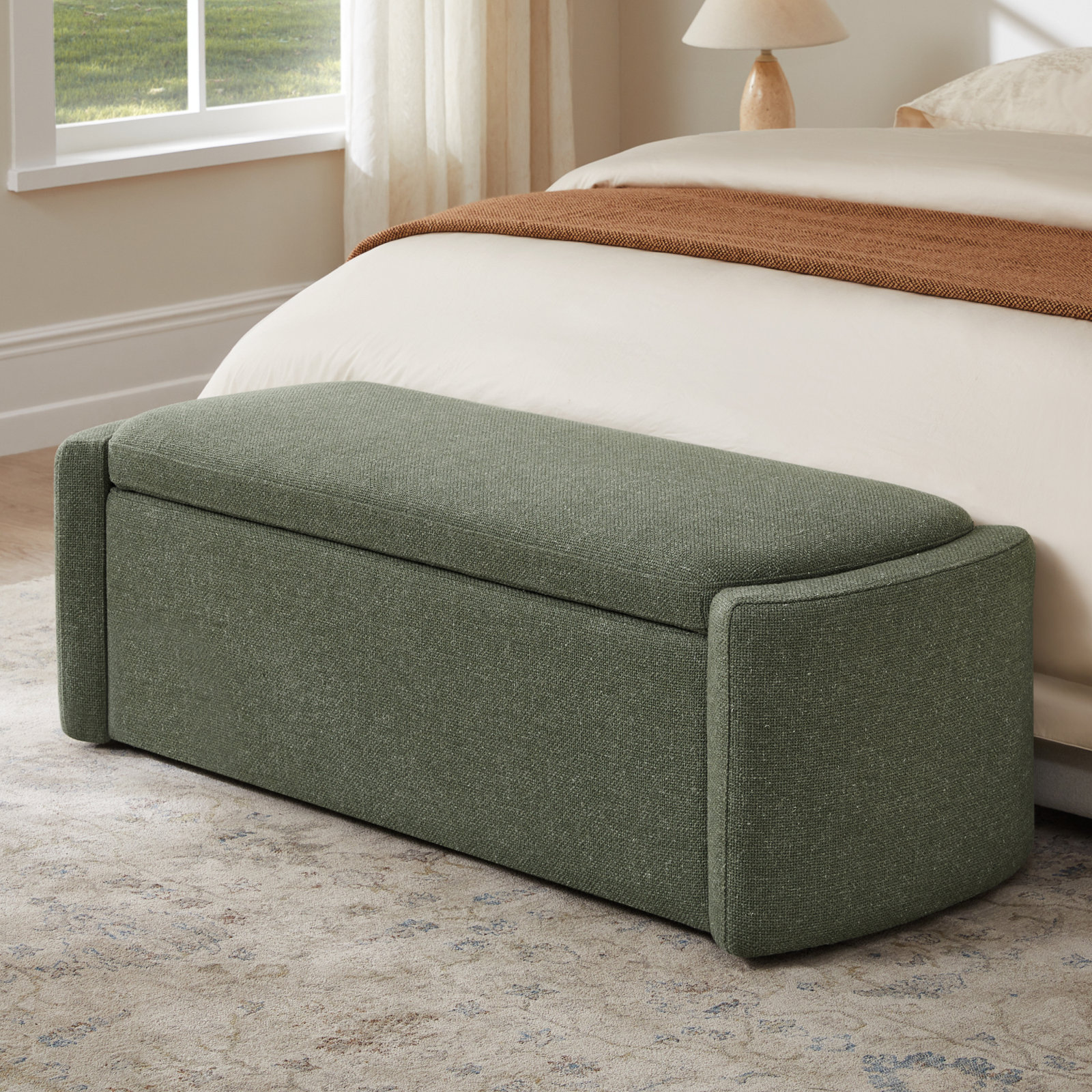 Becki Owens for Joss & Main 51'' Ottoman, Marin Twig Performance Linen Blend
