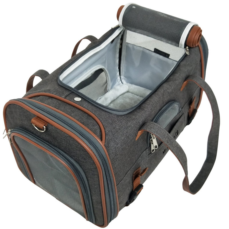 Collapsible Soft-Sided Crate with 2 Doors, Platinum Grey