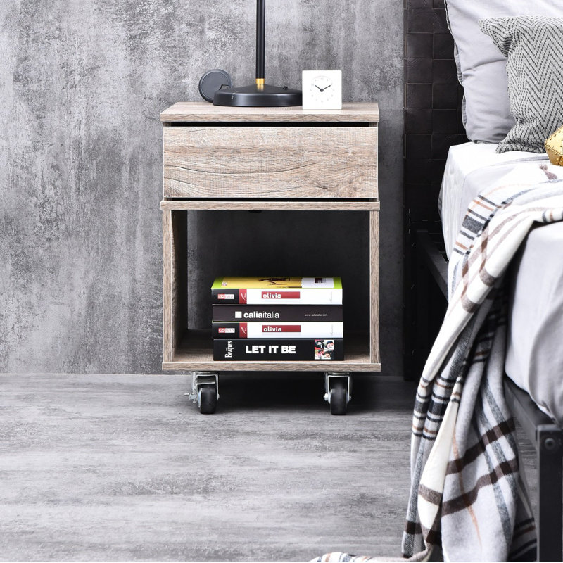 Homanick 40cm W Manufactured Wood Bedside Table, Alaska Oak