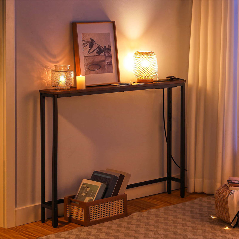 Annam 100cm Console Table, Black, Brown