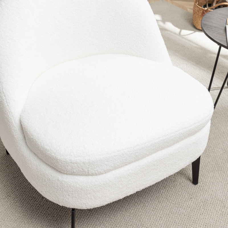 Fauteuil demi-tonneau rembourré Bula, Polyester blanc