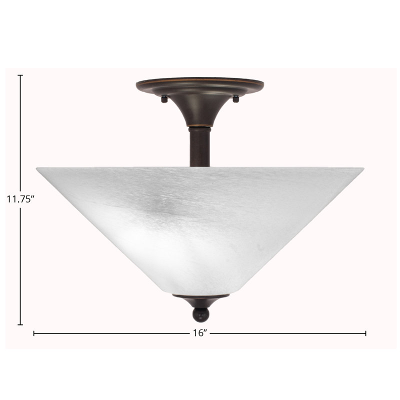 Semi-Flush 2 Bulbs Shown With 16" Glass, Dark Granite