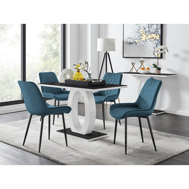 4 - Person Dining Set, Blue/Black