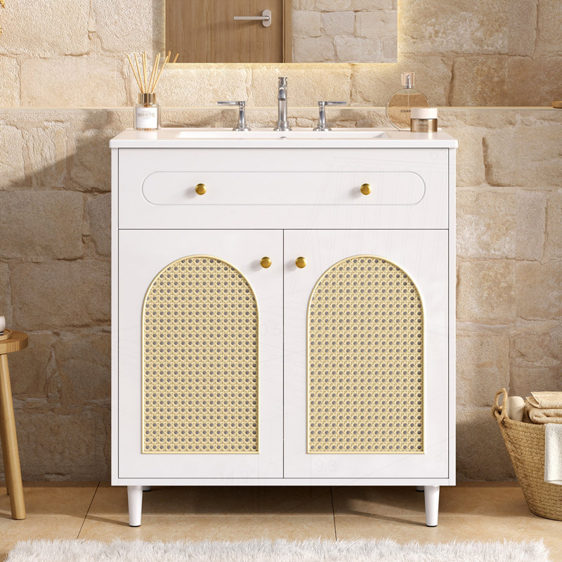Meuble-lavabo 30 po avec lavabo en céramique, Blanc