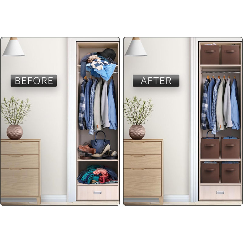 Fabric Storage Cubes Set, Chocolate Brown, 6