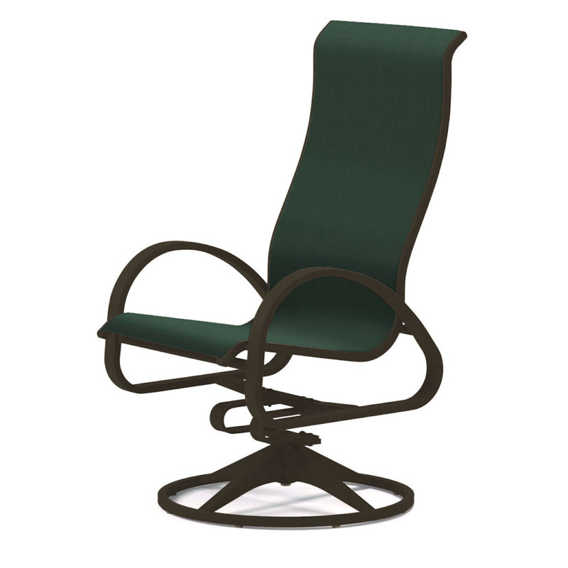 Fauteuil de patio pivotant Hiraku, Bois de plage texturé, Vert forêt 22D Sunbrella® vert