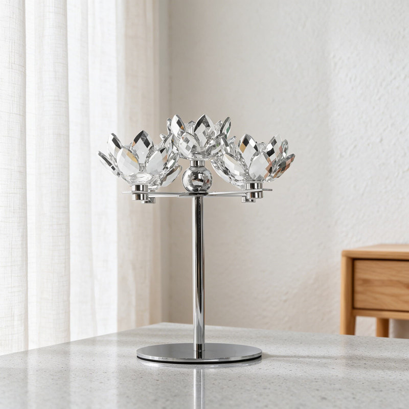 Bougeoir en cristal Lotus Candelabra Silver Arch