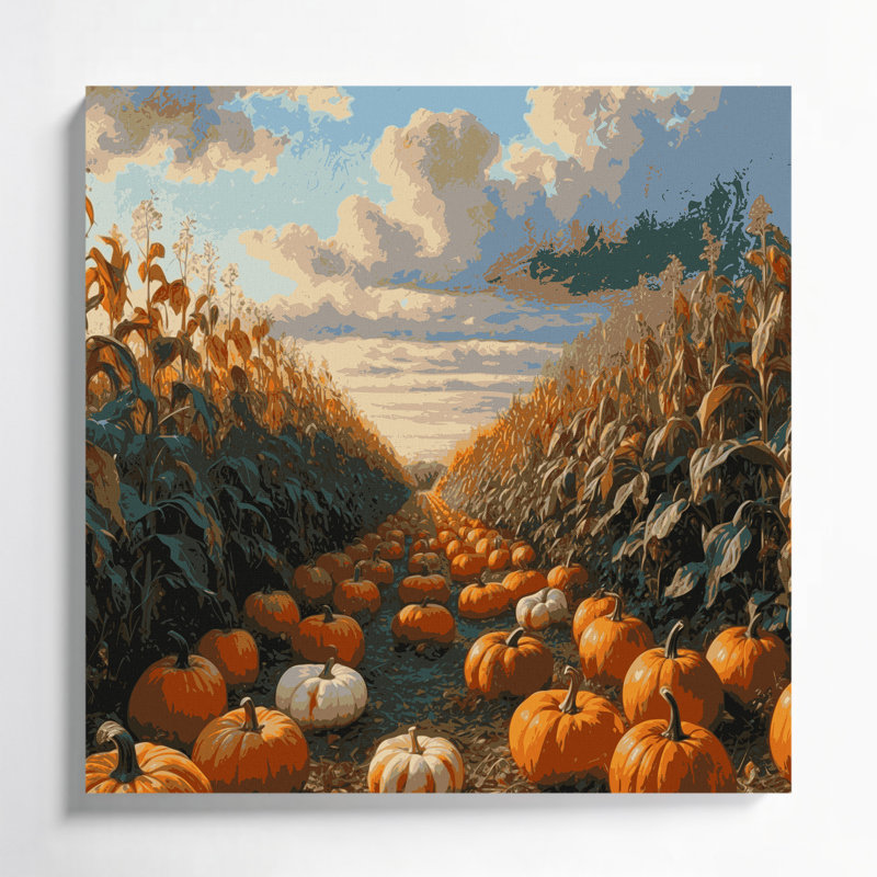 «Farm Autumn Pumpkins», art mural sur toile, H 16 po x l 16 po