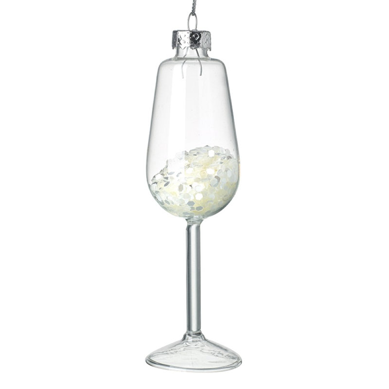 12cm Clear Glass Holiday Shaped Ornament, White