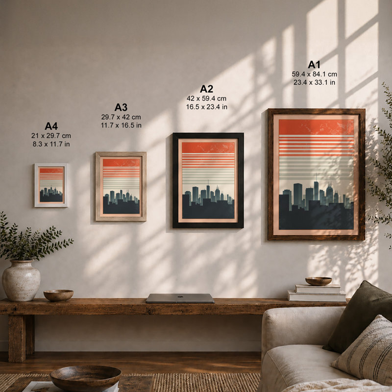 Skyline Minimalist - Framed Print, A1 - 84.1 x 59.4 cm, Black