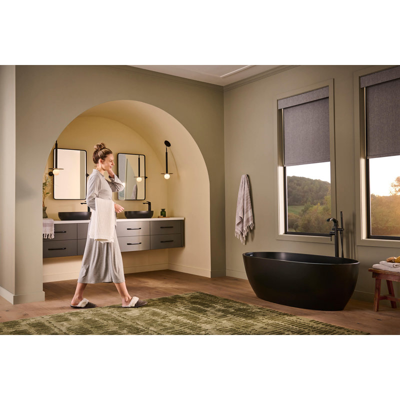 59" x 28" Freestanding Soaking Solid Surface Bathtub, Matte Black