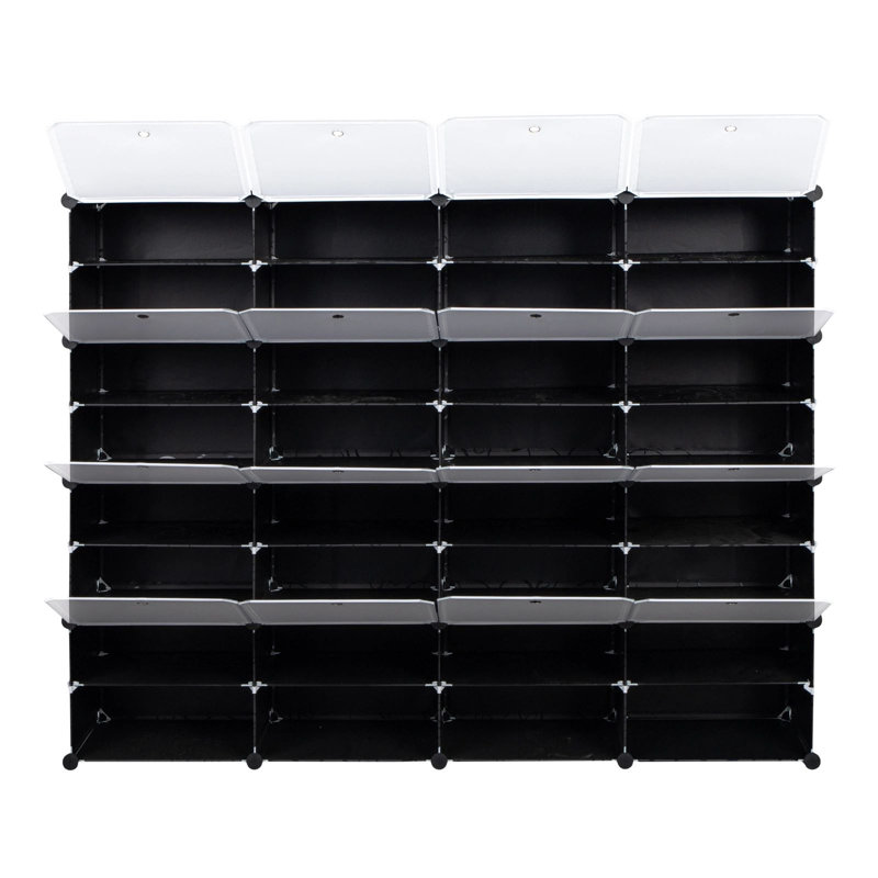 Avaeya Stackable Flip Down Shoe Storage, Black