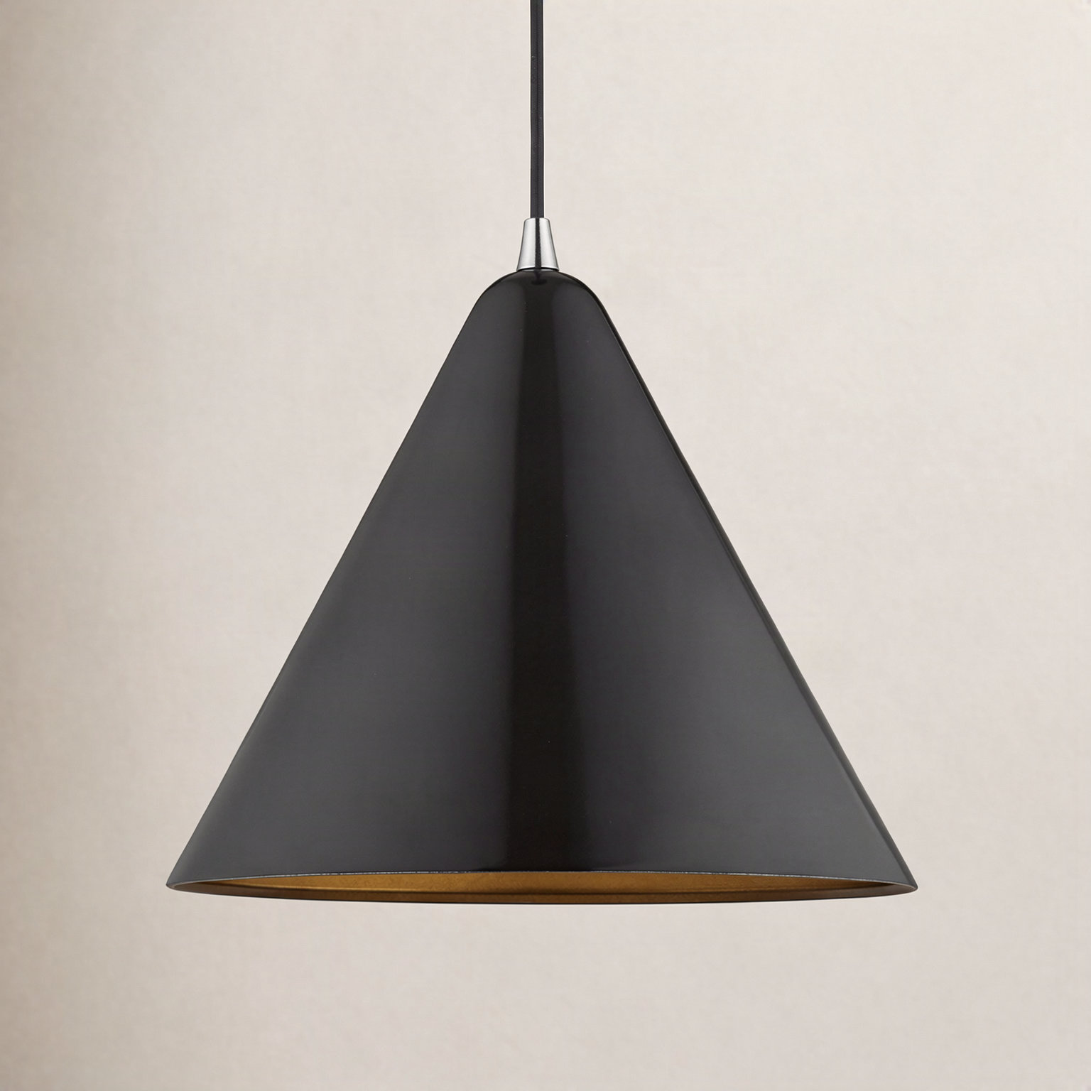 Oaklee Single Light Metal Dimmable Pendant, Shiny Black, 18" H x 14" W x 14" D