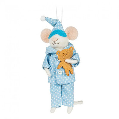 Pajama Mouse With Teddy Bear Ornament